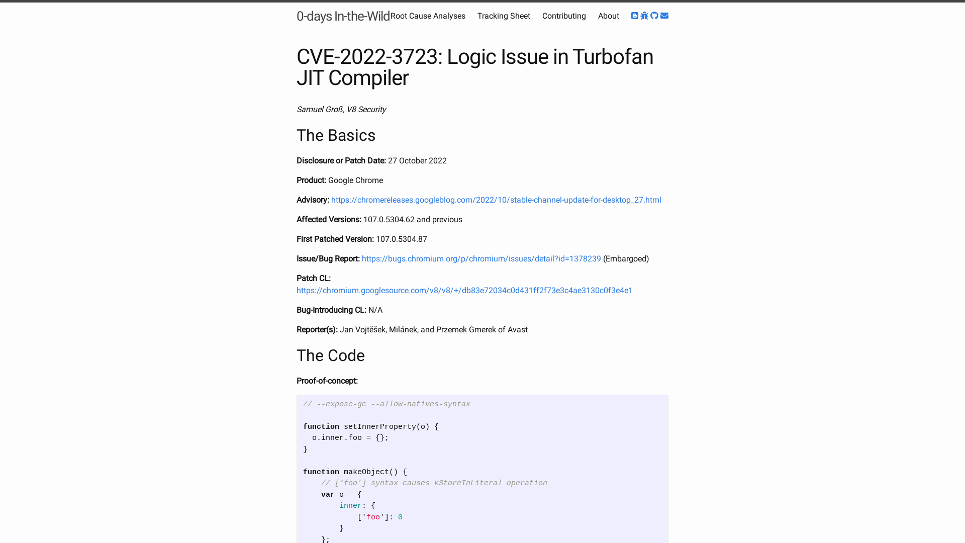 CVE-2022-3723: Logic Issue in Turbofan JIT Compiler | 0-days In-the-Wild