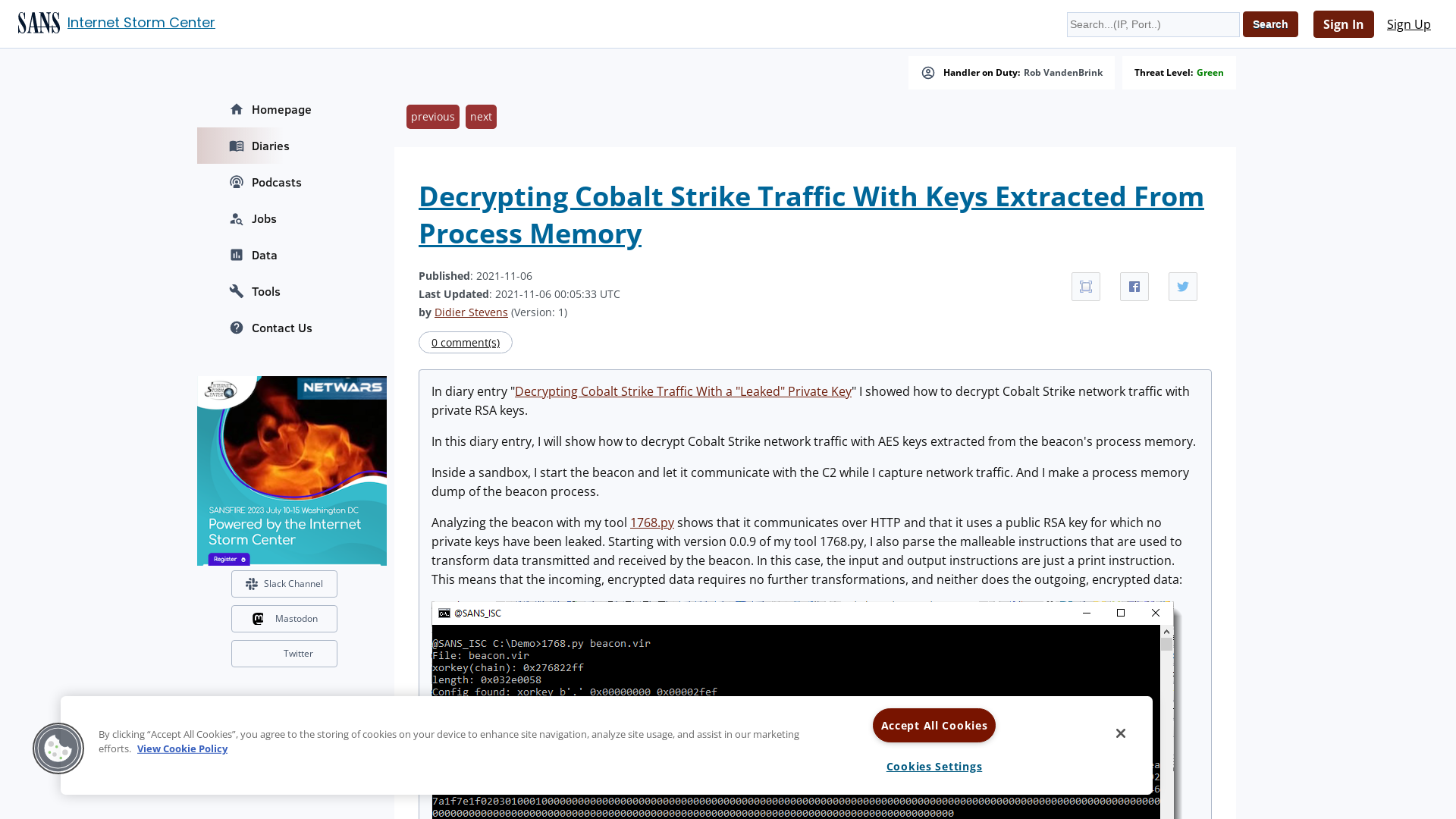 InfoSec Handlers Diary Blog - SANS Internet Storm Center
