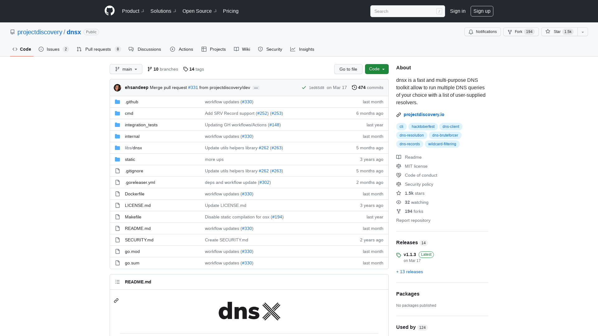 GitHub - projectdiscovery/dnsx: dnsx is a fast and multi-purpose DNS toolkit allow to run multiple DNS queries of your choice with a list of user-supplied resolvers.