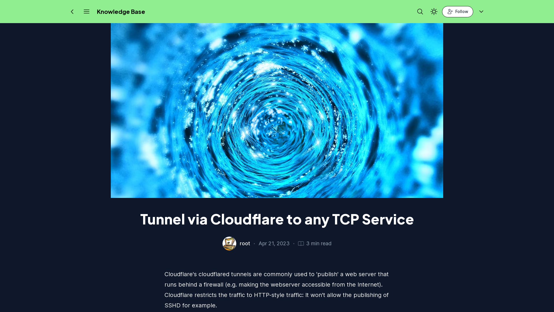 Tunnel via Cloudflare to any TCP Service