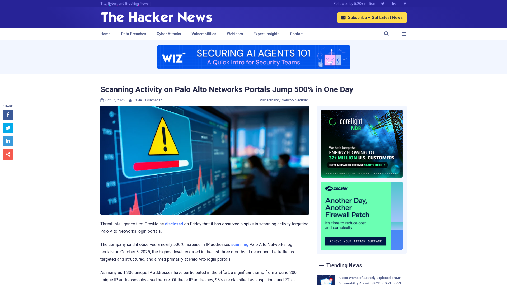 Scanning Activity on Palo Alto Networks Portals Jump 500% in One Day