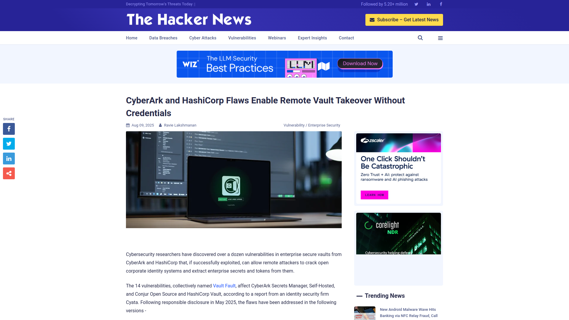 CyberArk and HashiCorp Flaws Enable Remote Vault Takeover Without Credentials