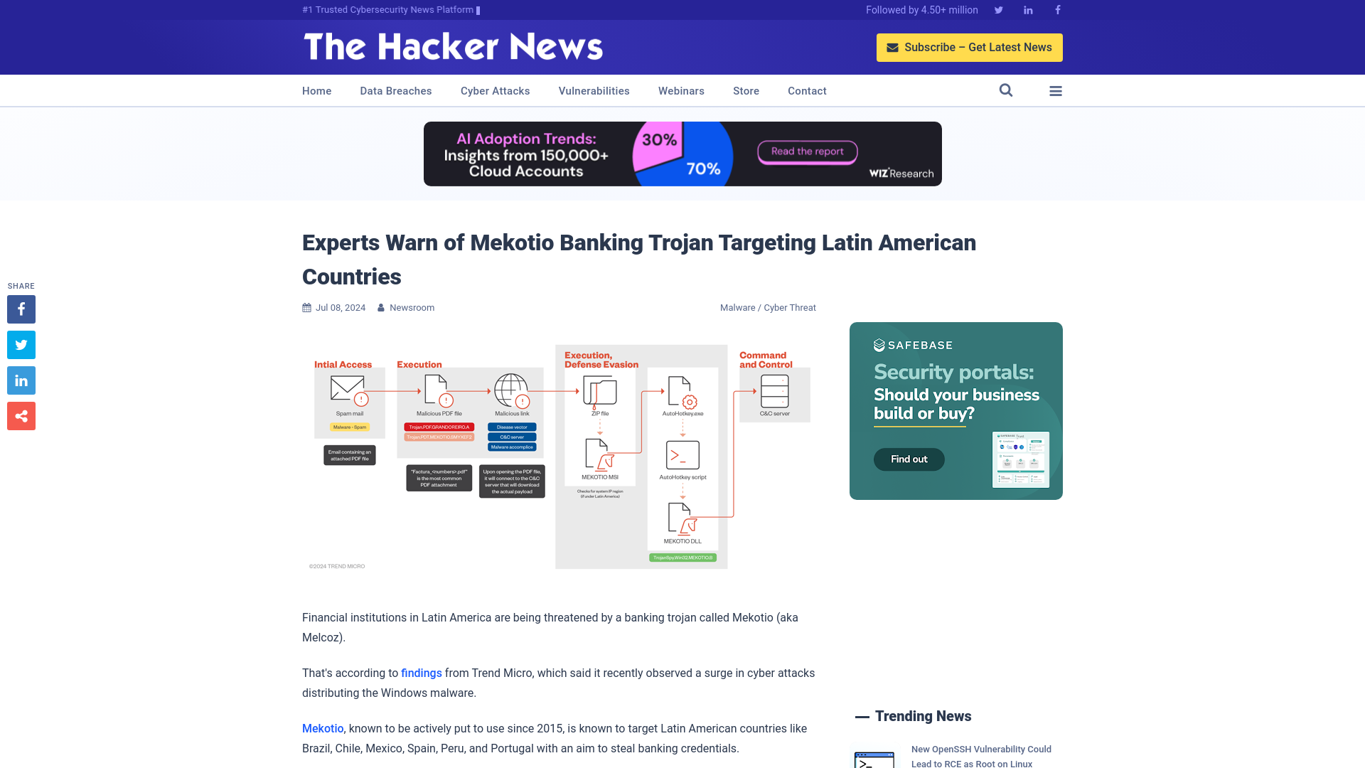 Experts Warn of Mekotio Banking Trojan Targeting Latin American Countries