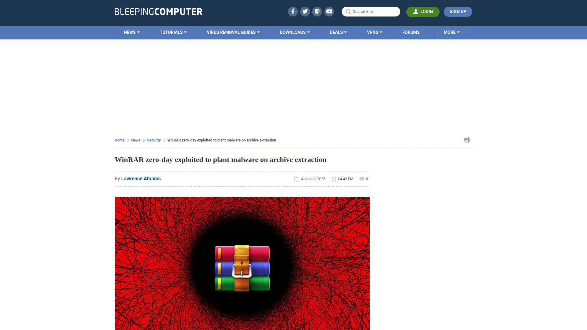 WinRAR zero-day exploited to plant malware on archive extraction