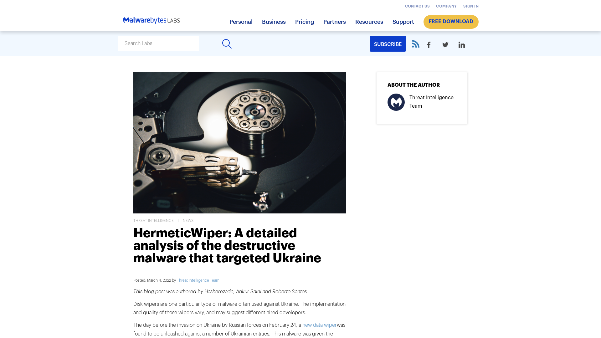 HermeticWiper: A detailed analysis of the destructive malware that targeted Ukraine