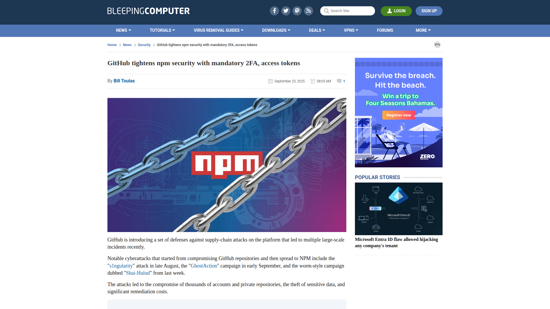 GitHub tightens npm security with mandatory 2FA, access tokens
