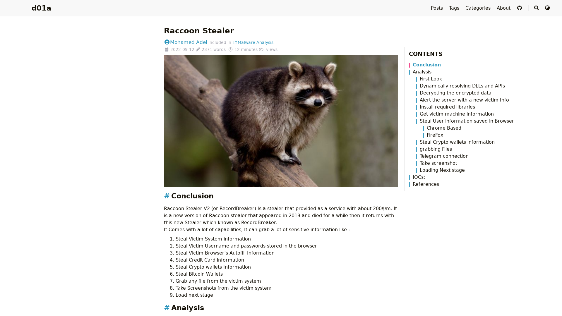 Raccoon Stealer - d01a