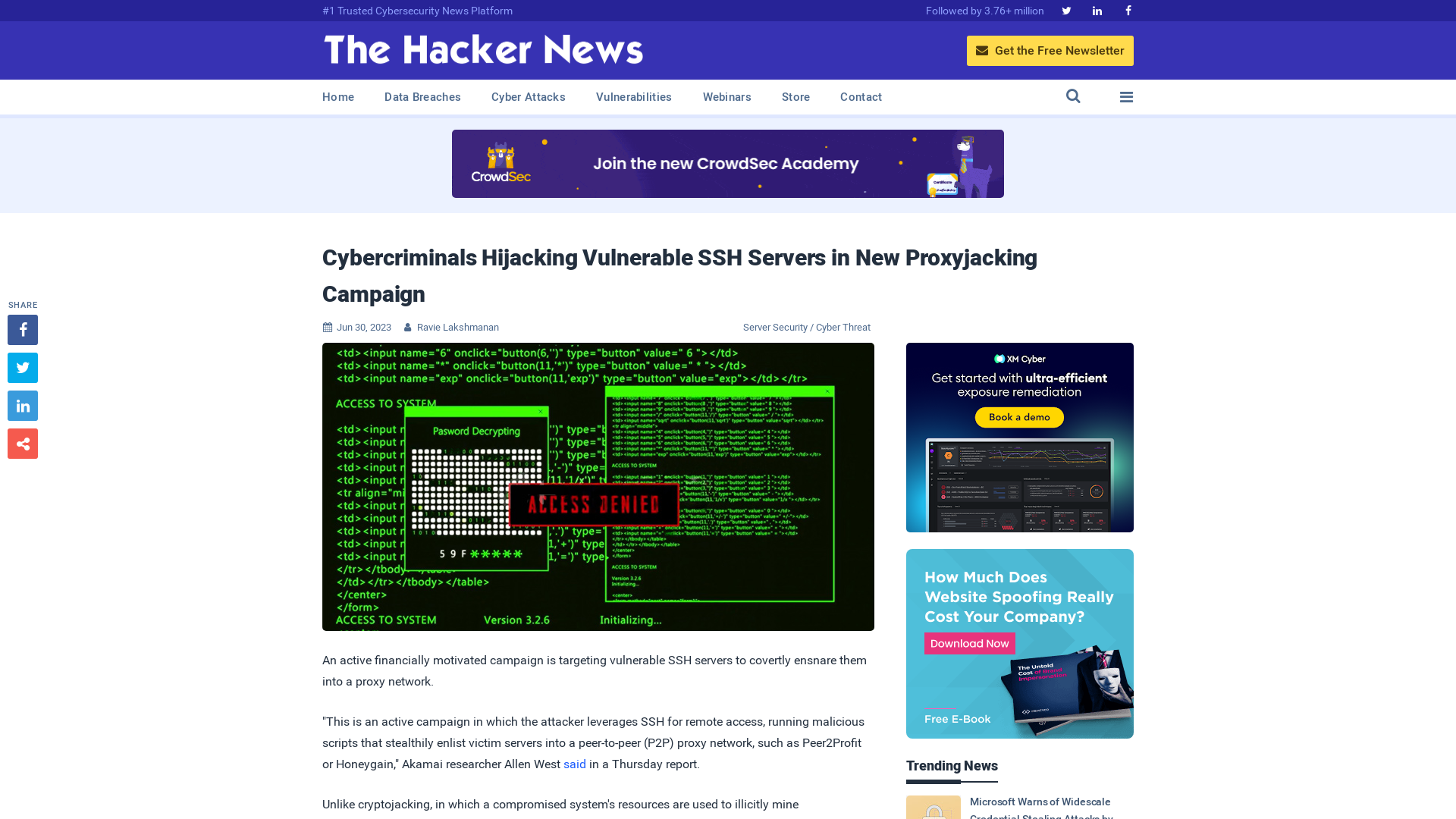 Cybercriminals Hijacking Vulnerable SSH Servers in New Proxyjacking Campaign