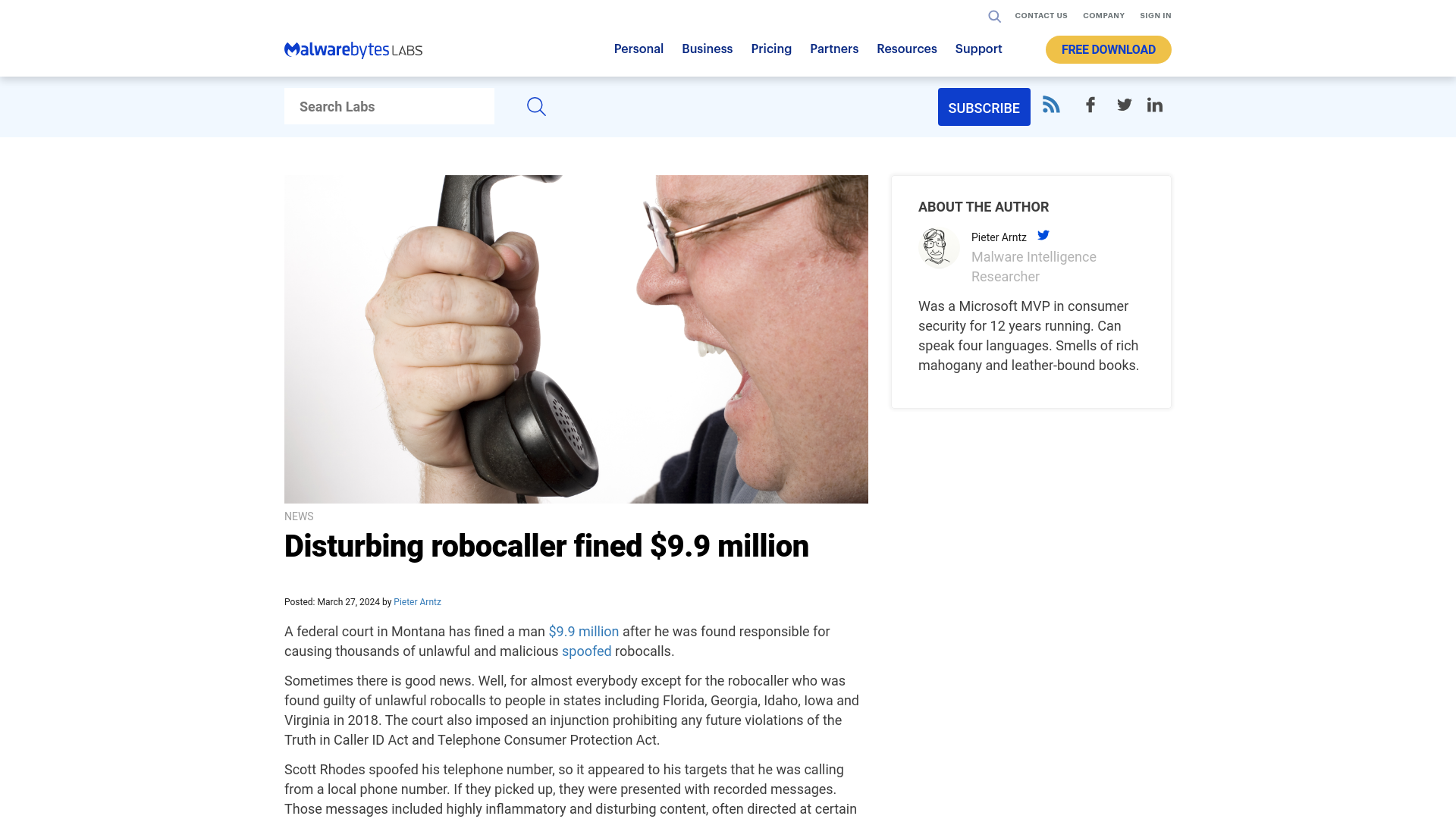 Disturbing robocaller fined $9.9 million | Malwarebytes