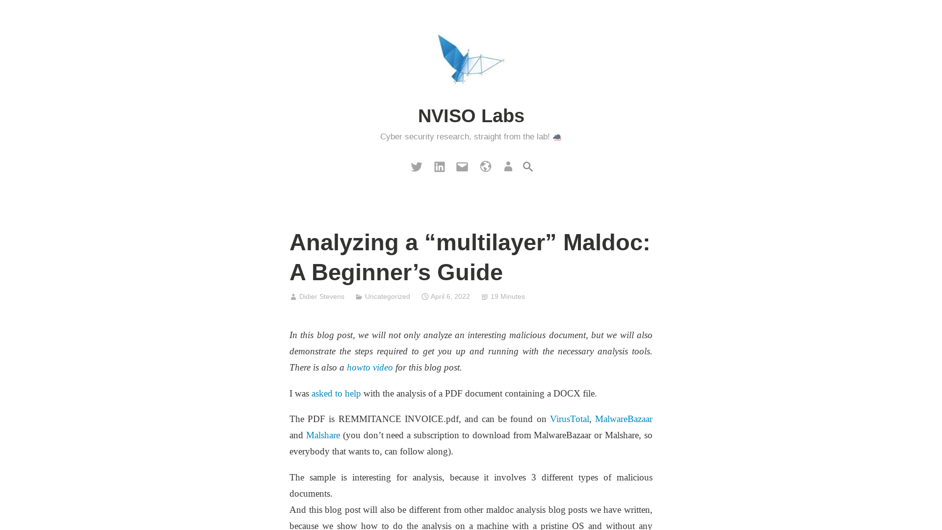 Analyzing a “multilayer” Maldoc: A Beginner’s Guide – NVISO Labs