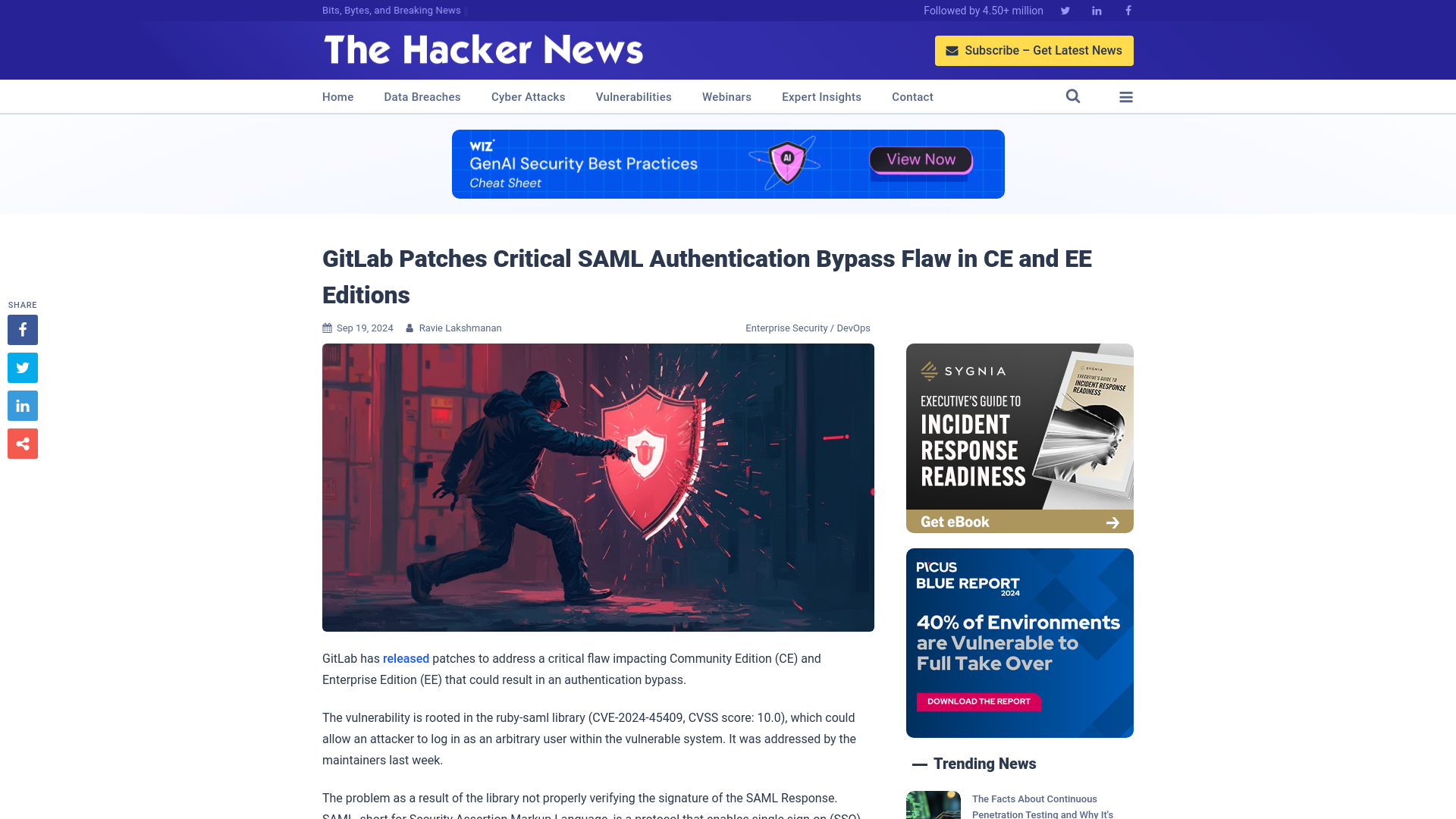 GitLab Patches Critical SAML Authentication Bypass Flaw in CE and EE Editions