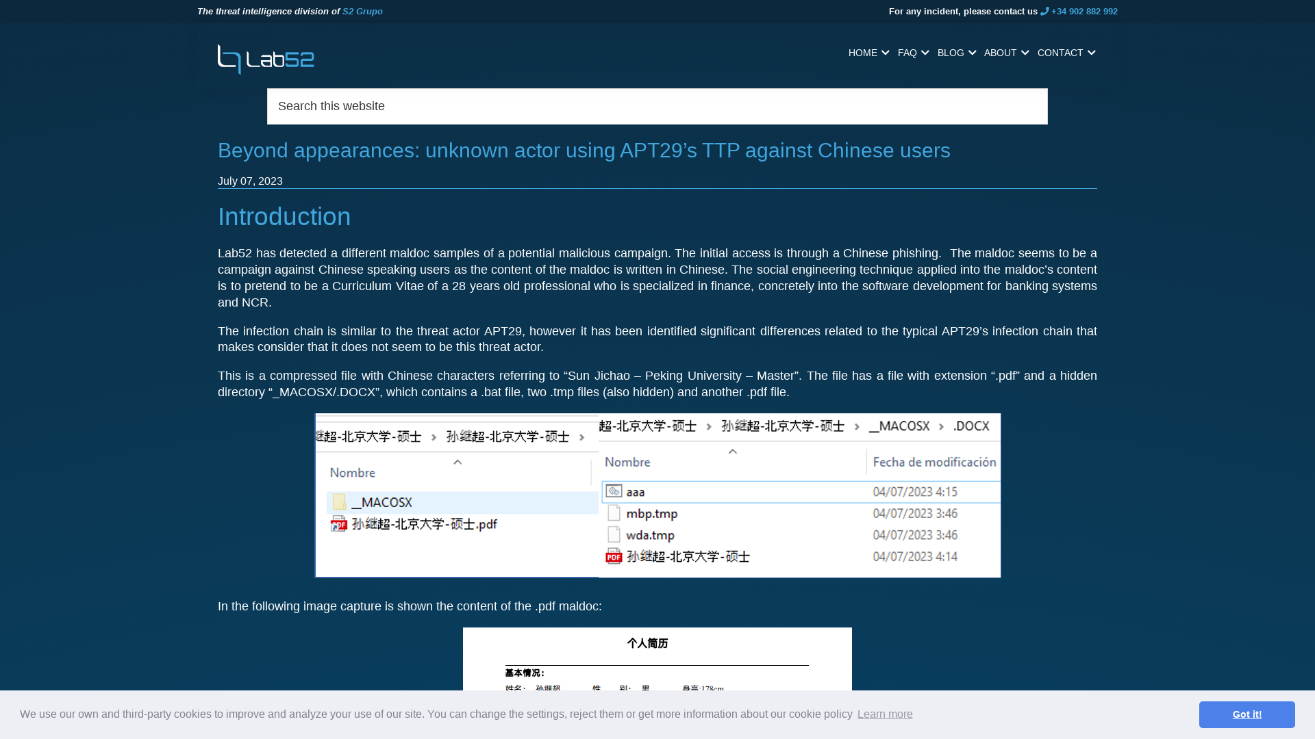 Beyond appearances: unknown actor using APT29’s TTP against Chinese users