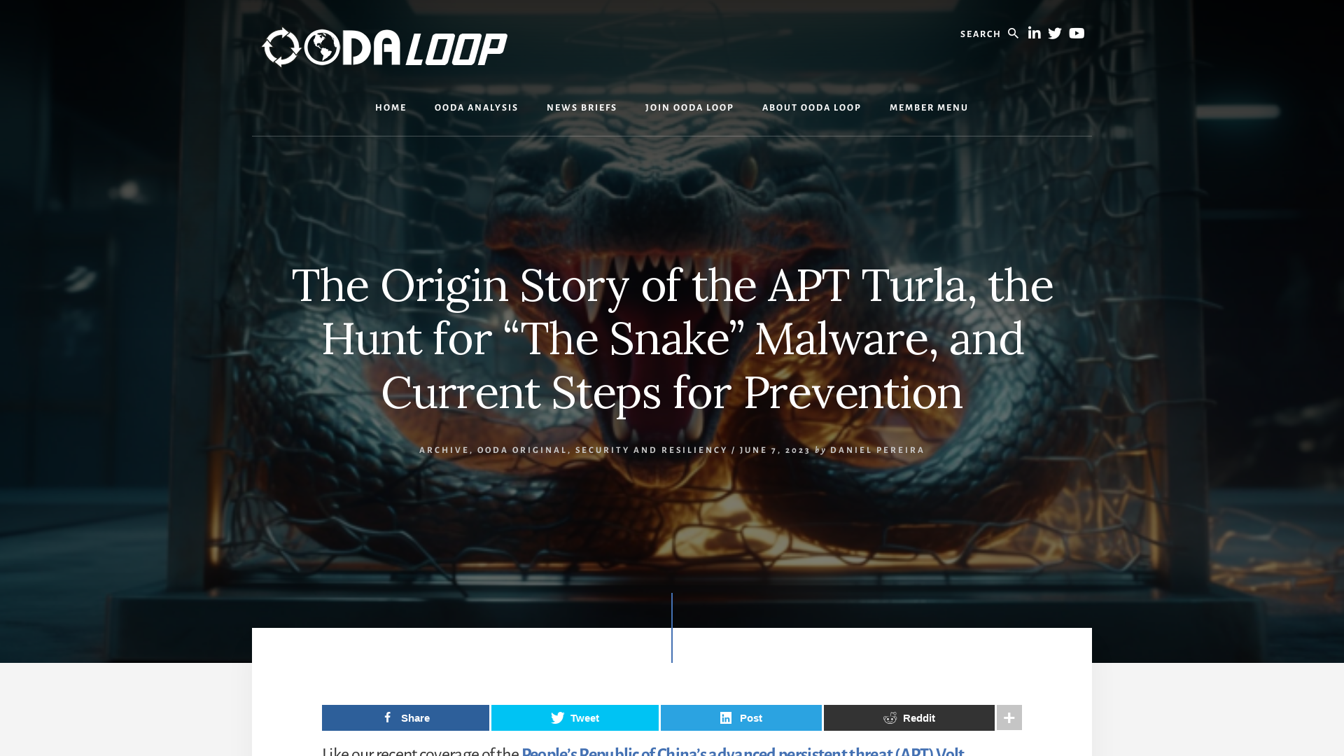 OODA Loop - The Origin Story of the APT Turla, the Hunt for “The Snake” Malware, and Current Steps for Prevention