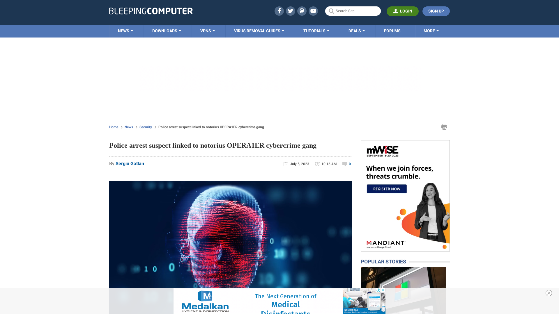 Police arrest suspect linked to notorius OPERA1ER cybercrime gang