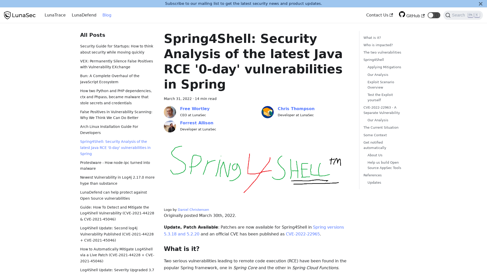Spring4Shell: Security Analysis of the latest Java RCE '0-day' vulnerabilities in Spring | LunaSec