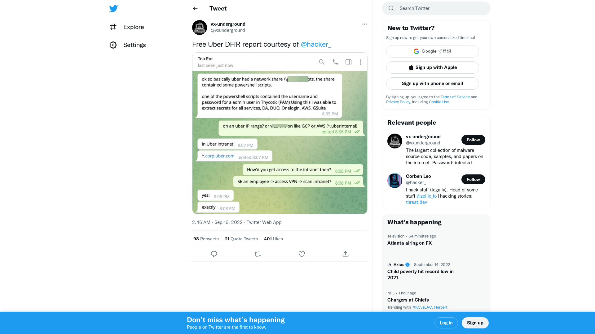 vx-underground on Twitter: "Free Uber DFIR report courtesy of @hacker_ https://t.co/RTsub1OjAE" / Twitter