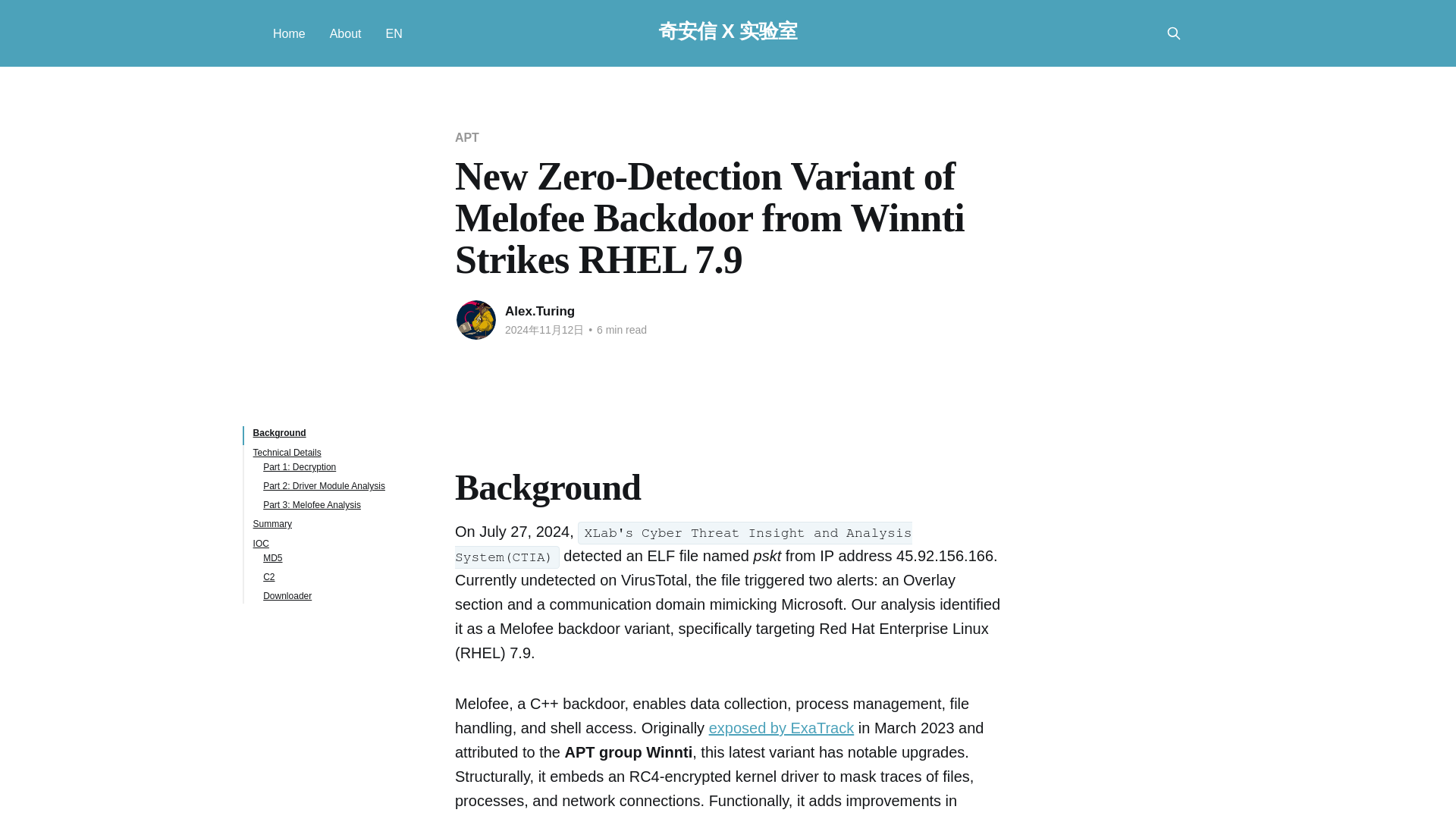 New Zero-Detection Variant of Melofee Backdoor from Winnti Strikes RHEL 7.9