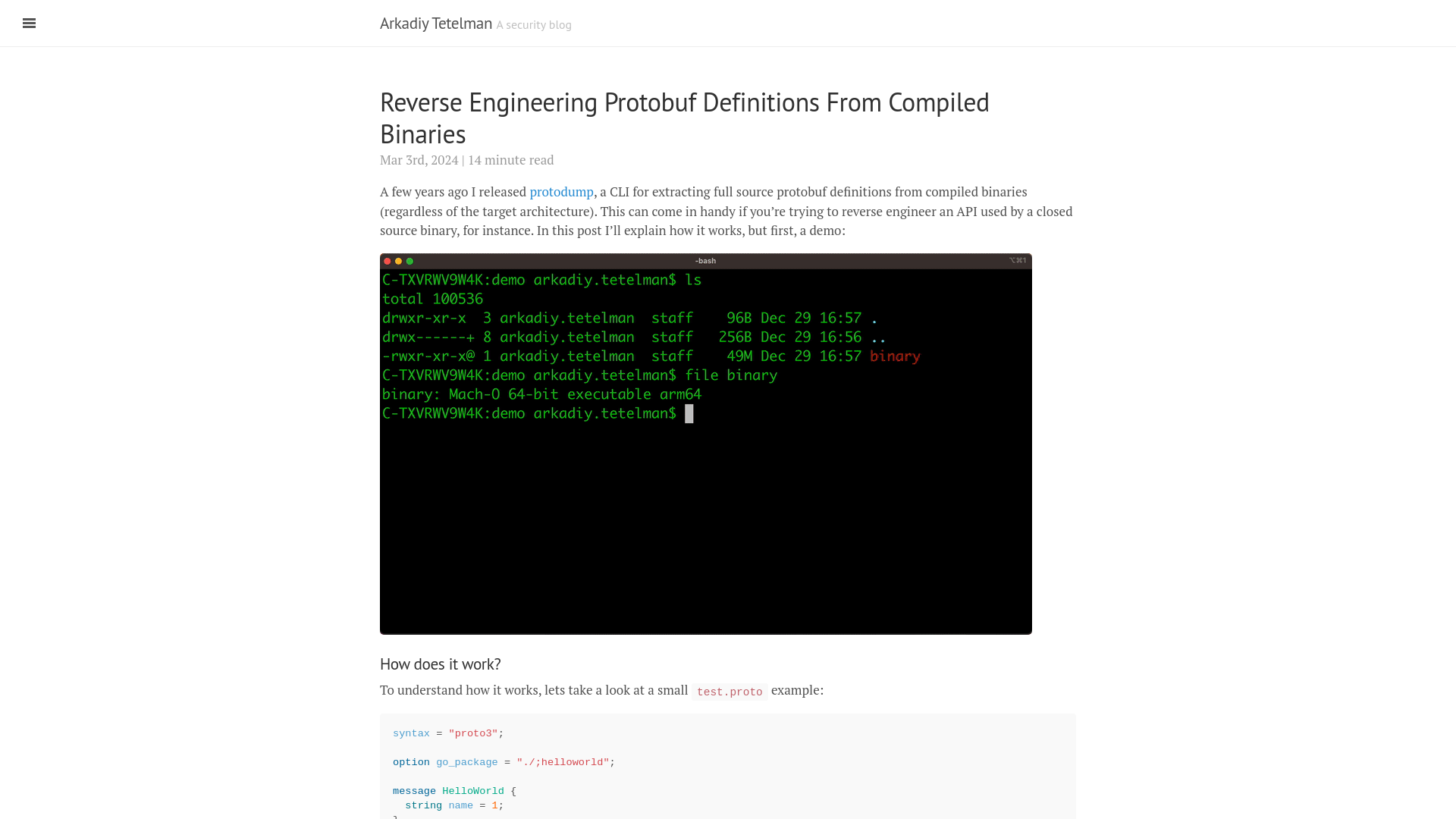 Reverse Engineering Protobuf Definitions From Compiled Binaries