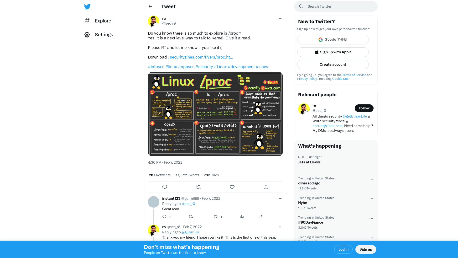 ro on Twitter: "Do you know there is so much to explore in /proc ? Yes, it is a next level way to talk to Kernel. Give it a read. Please RT and let me know if you like it :) Download : https://t.co/rKnUeRBhST #infosec #linux #appsec #security #Linux #development #zines https://t.co/s2VDMRVJIB" / Twitter