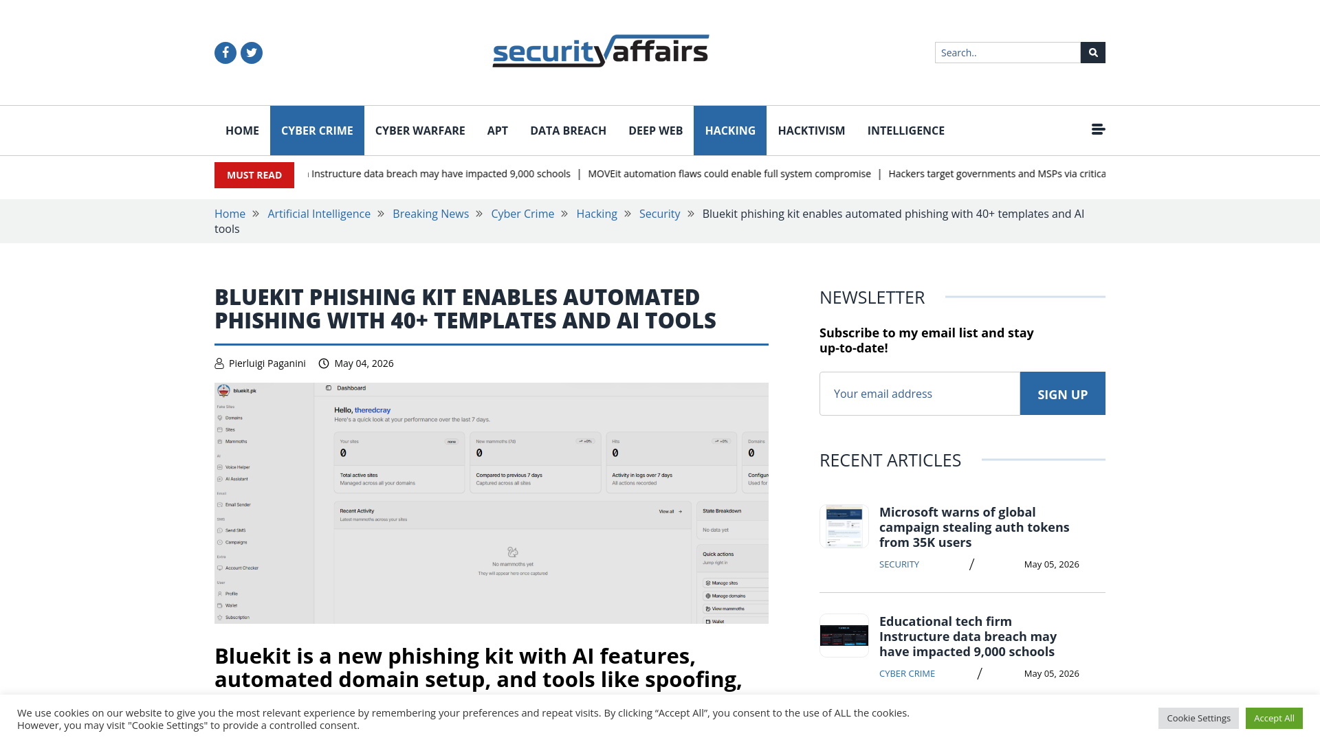 Bluekit phishing kit enables automated phishing with 40+ templates and AI tools - Security Affairs