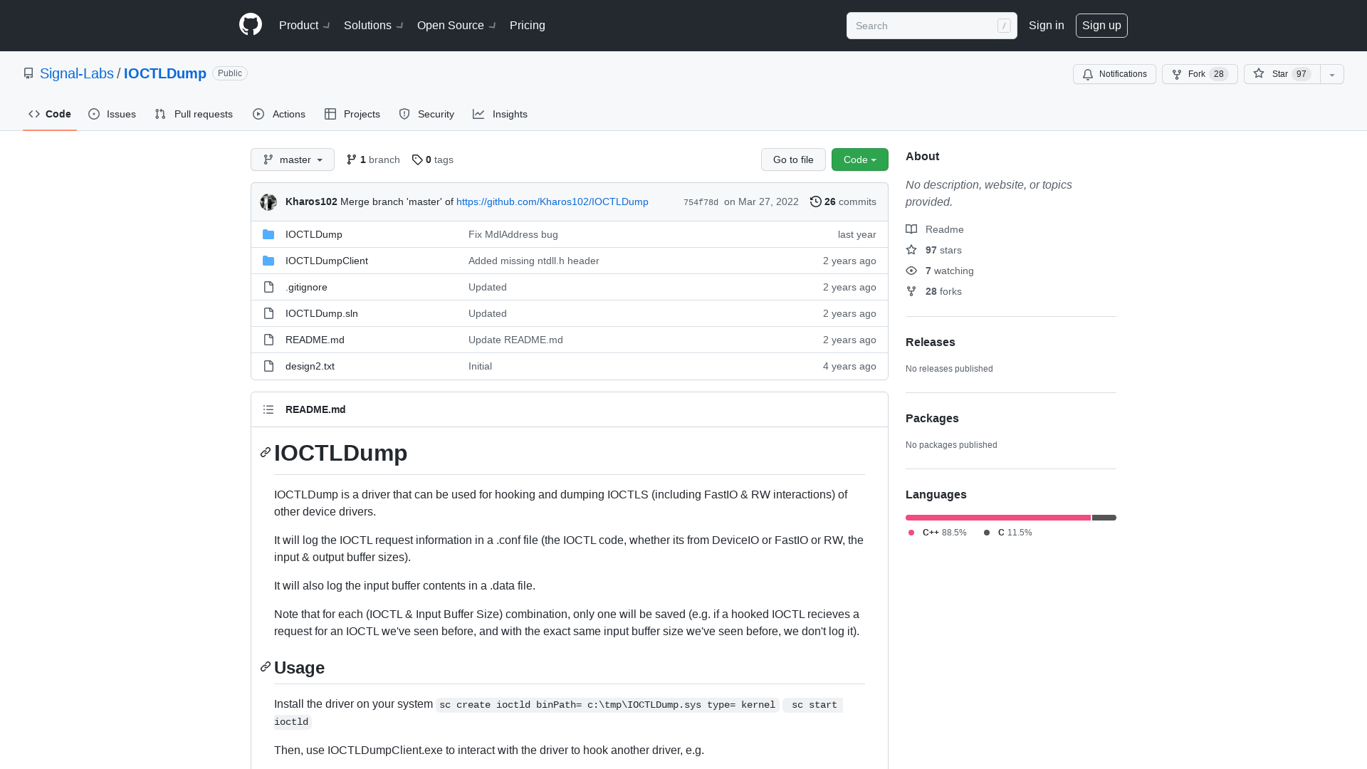 GitHub - Signal-Labs/IOCTLDump