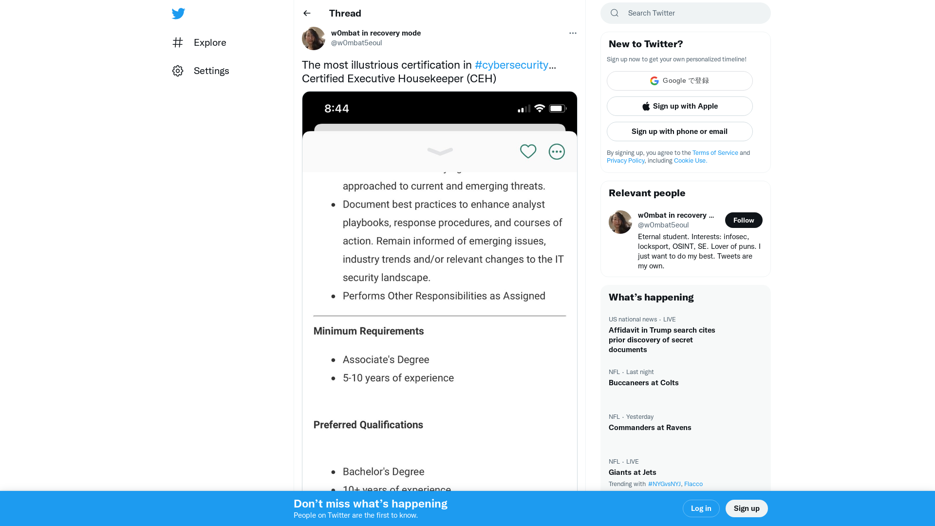 w0mbat in recovery mode on Twitter: "The most illustrious certification in #cybersecurity… Certified Executive Housekeeper (CEH) https://t.co/auva3PI9Ge" / Twitter