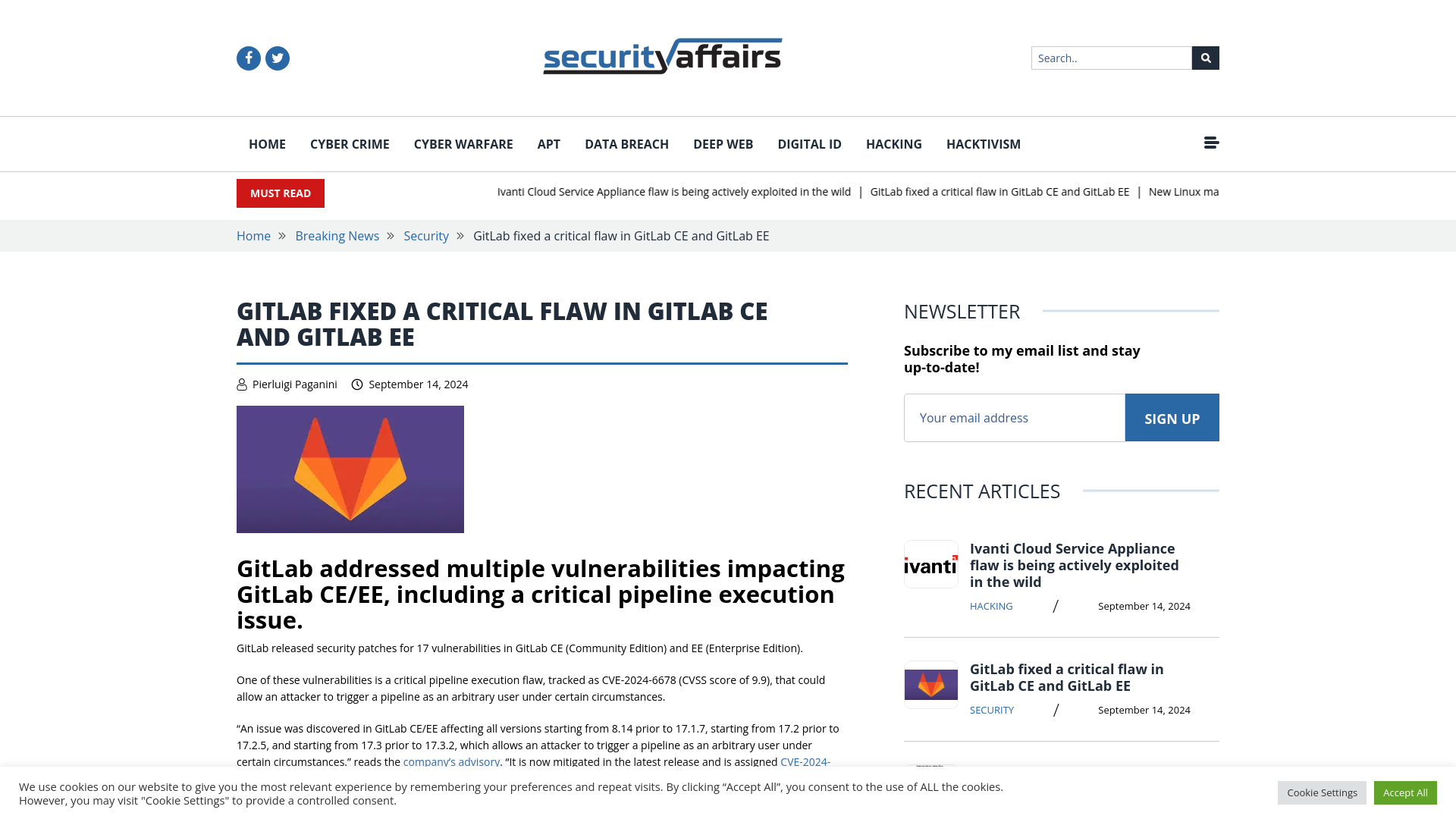 GitLab fixed a critical flaw in GitLab CE and GitLab EE