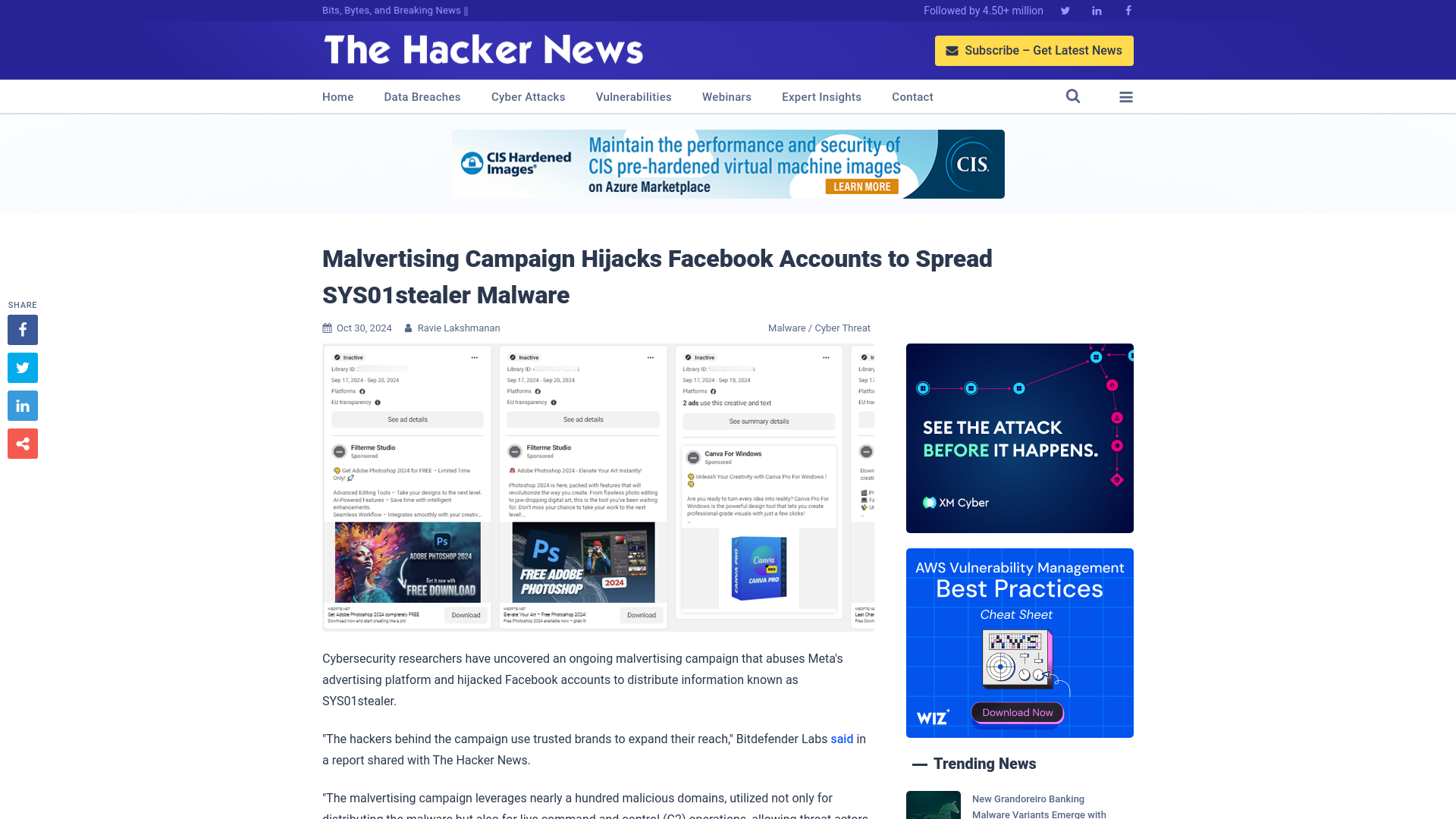 Malvertising Campaign Hijacks Facebook Accounts to Spread SYS01stealer Malware