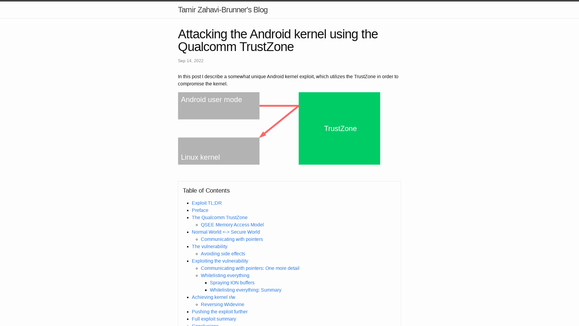 Attacking the Android kernel using the Qualcomm TrustZone | Tamir Zahavi-Brunner’s Blog