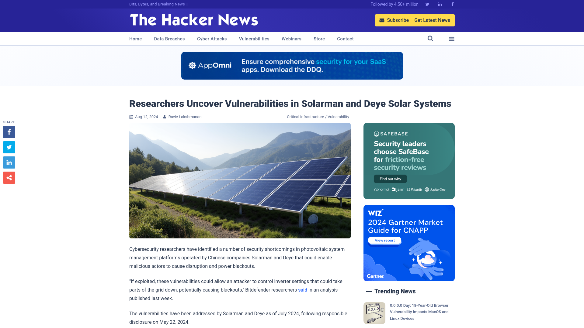 Researchers Uncover Vulnerabilities in Solarman and Deye Solar Systems