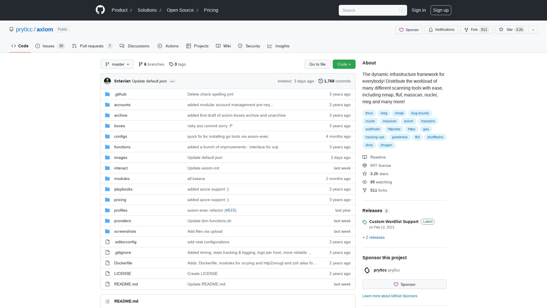 GitHub - pry0cc/axiom: The dynamic infrastructure framework for everybody! Distribute the workload of many different scanning tools with ease, including nmap, ffuf, masscan, nuclei, meg and many more!