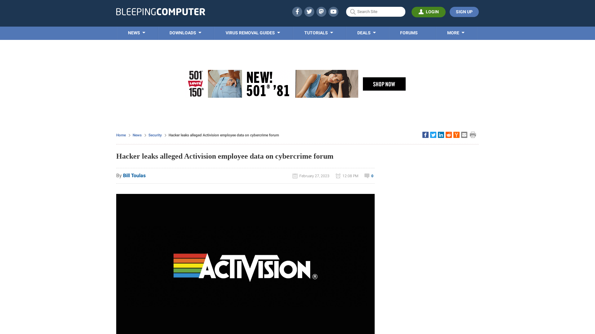 Hacker leaks alleged Activision employee data on cybercrime forum