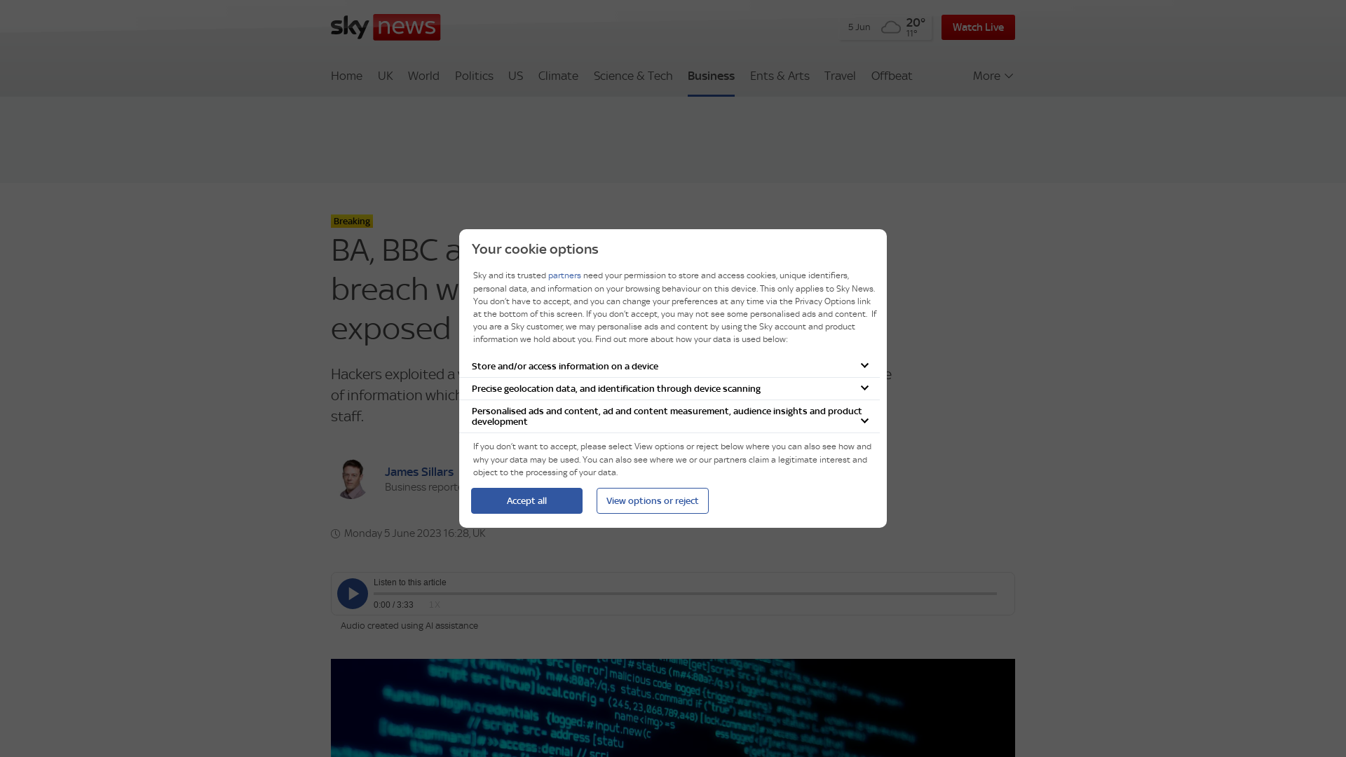 BA, BBC and Boots hit by cyber security breach with contact and bank details exposed | Business News | Sky News