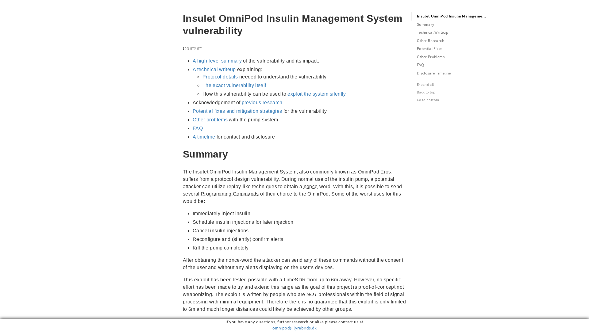 Insulet OmniPod Insulin Management System vulnerability
