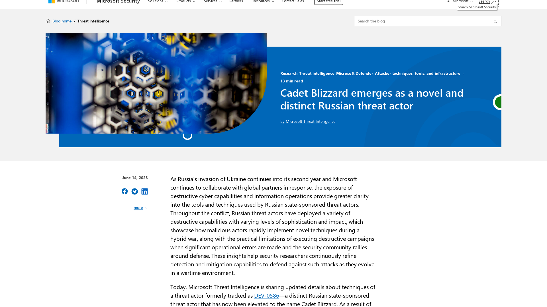 Cadet Blizzard emerges as a novel and distinct Russian threat actor | Microsoft Security Blog