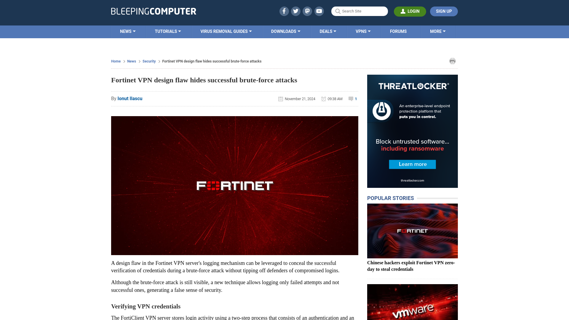 Fortinet VPN design flaw hides successful brute-force attacks