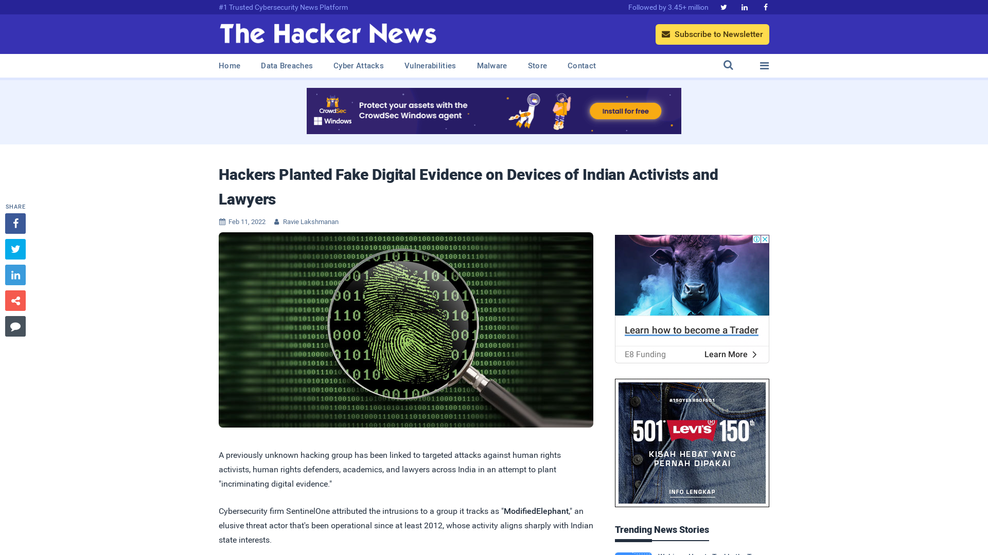 Hackers Planted Fake Digital Evidence on Devices of Indian Activists and Lawyers