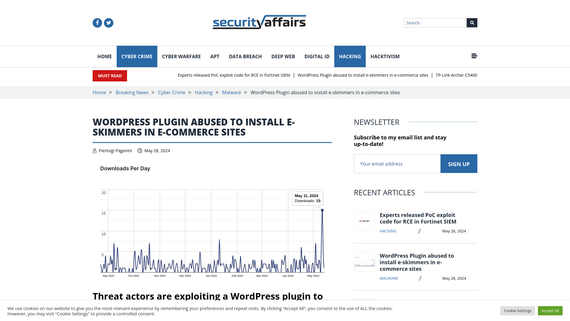 WordPress Plugin abused to install e-skimmers in e-stores