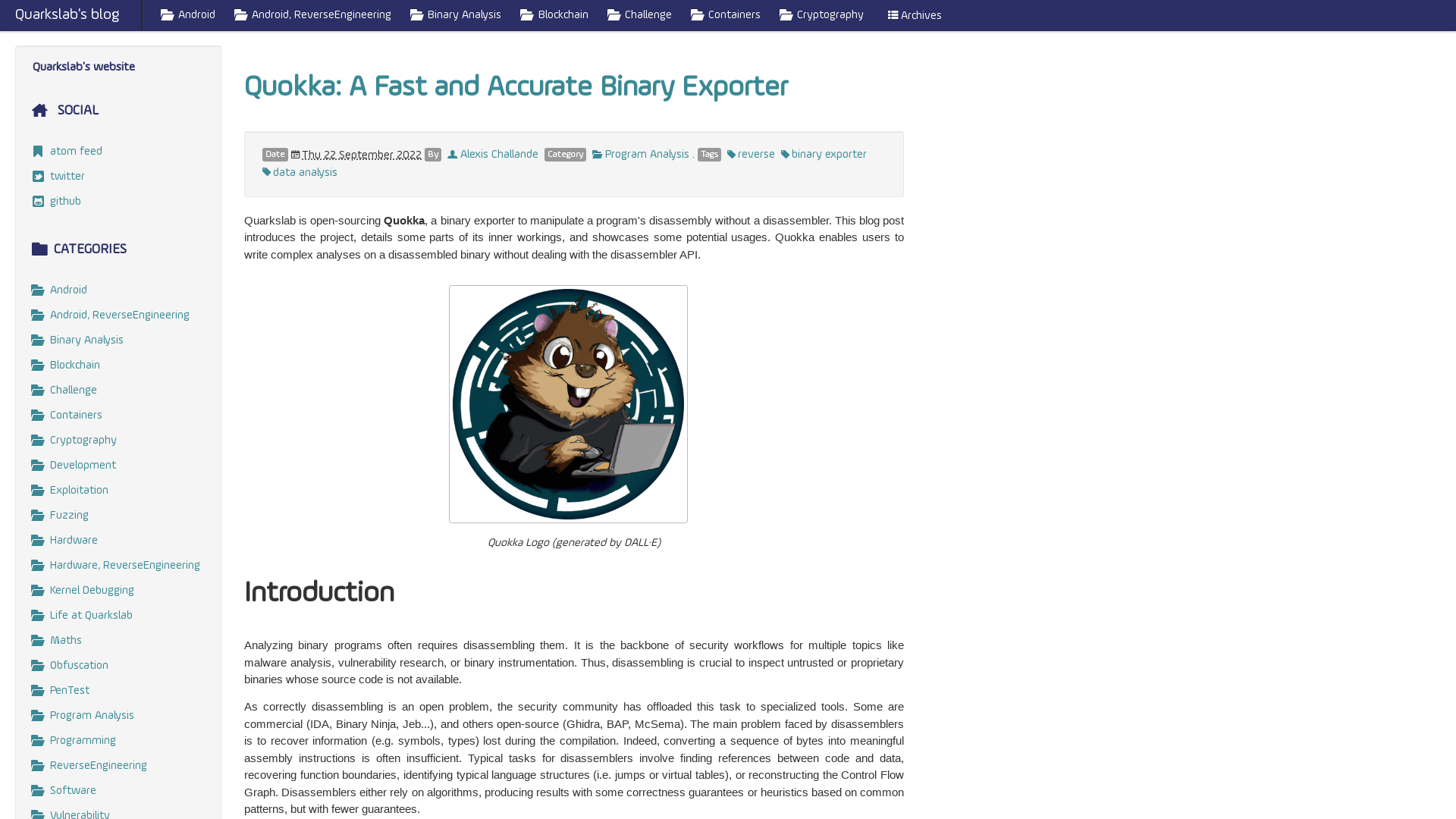 Quokka: A Fast and Accurate Binary Exporter