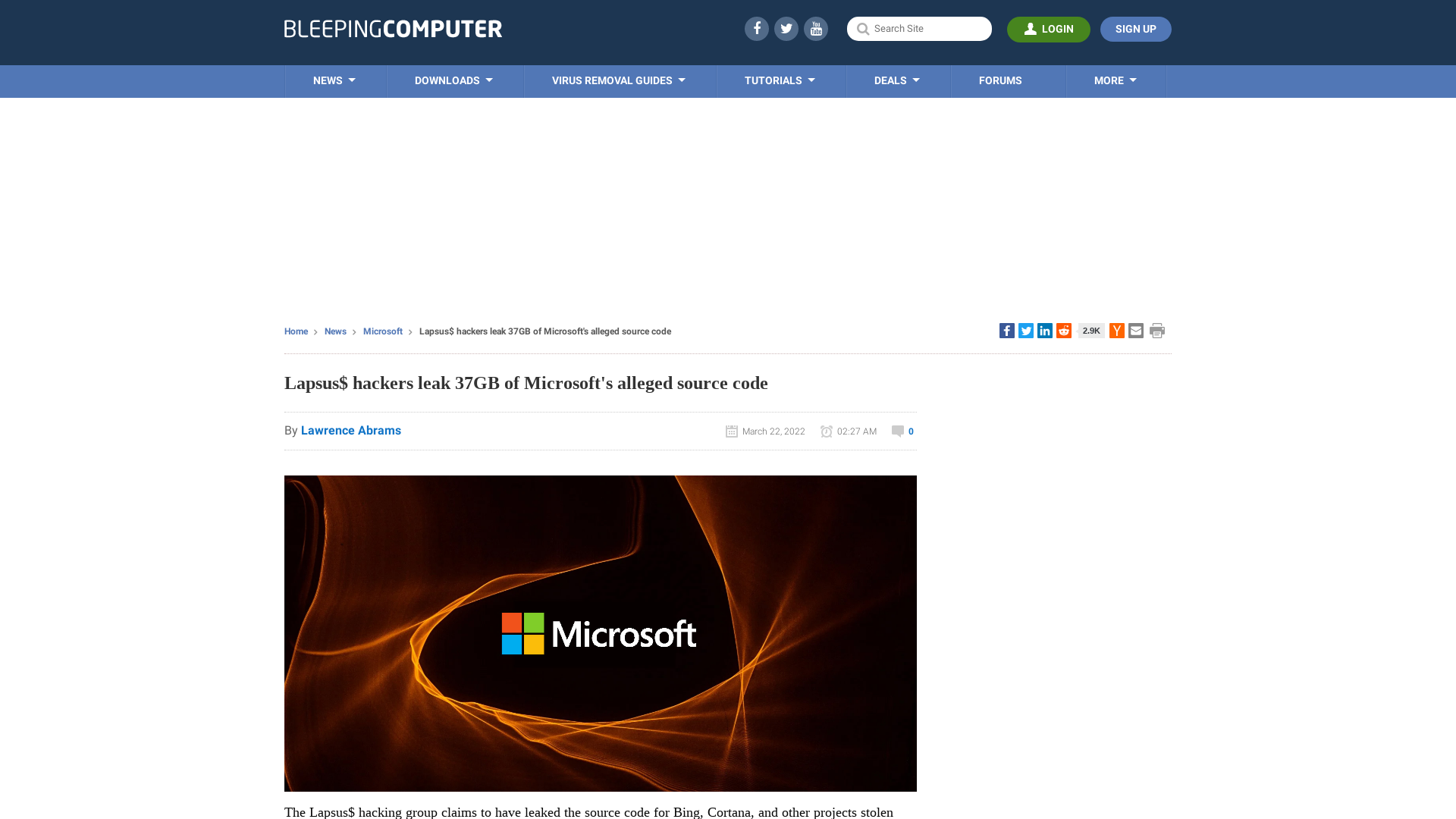 Lapsus$ hackers leak 37GB of Microsoft's alleged source code