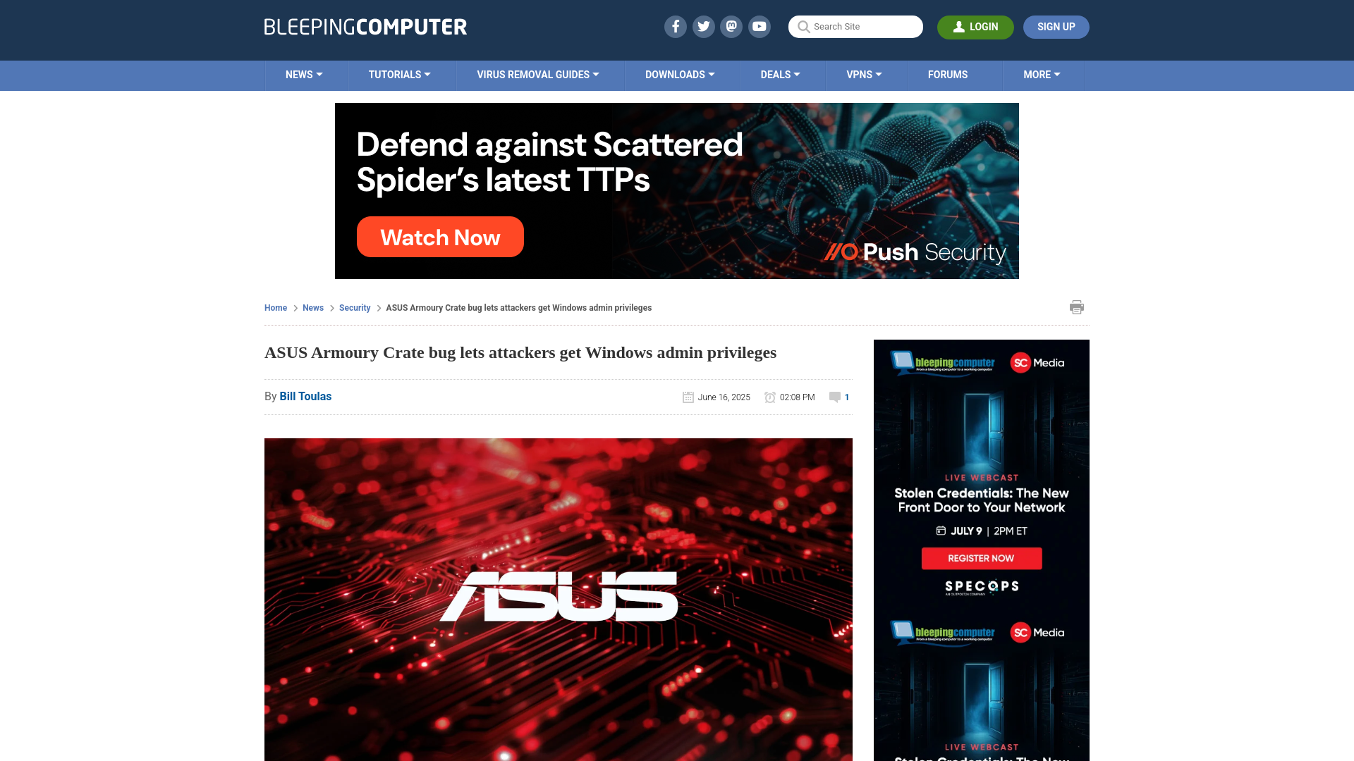 ASUS Armoury Crate bug lets attackers get Windows admin privileges