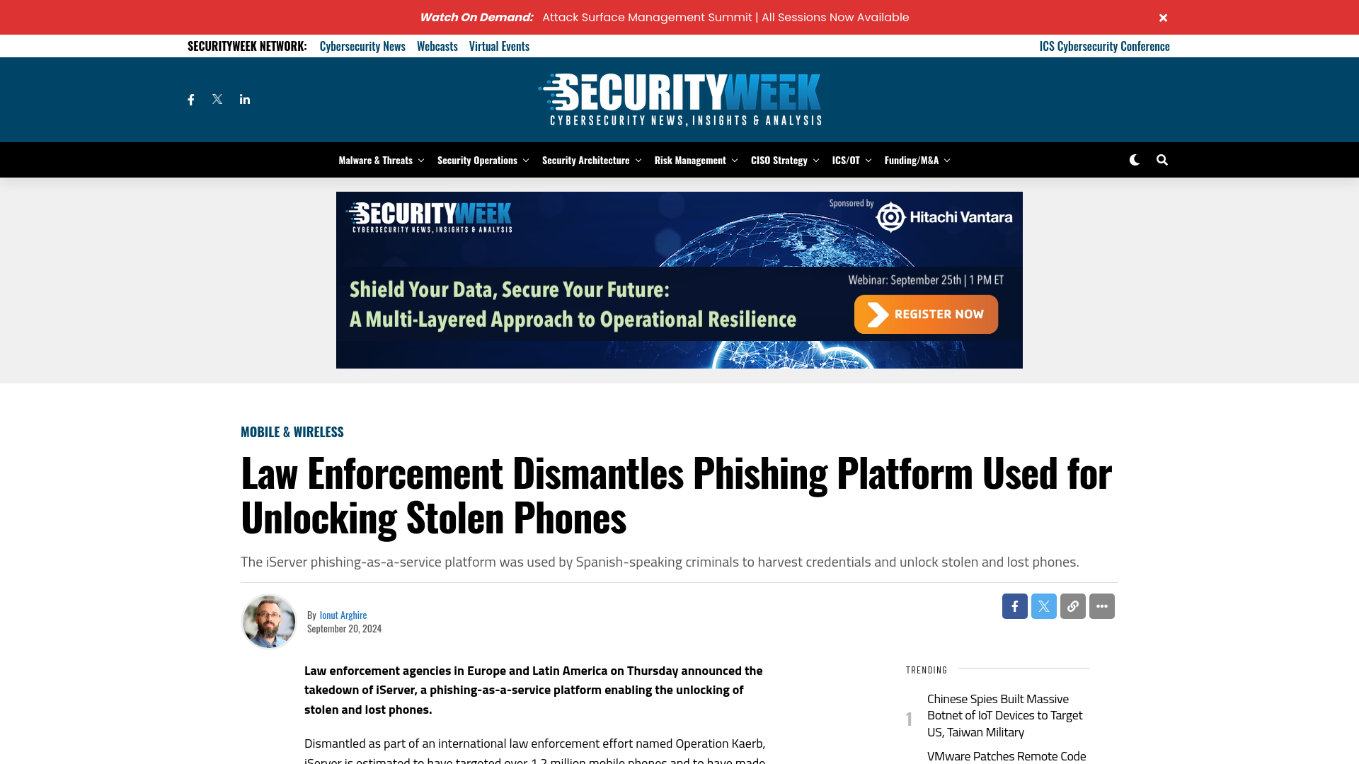 Law Enforcement Dismantles Phishing Platform Used for Unlocking Stolen Phones - SecurityWeek