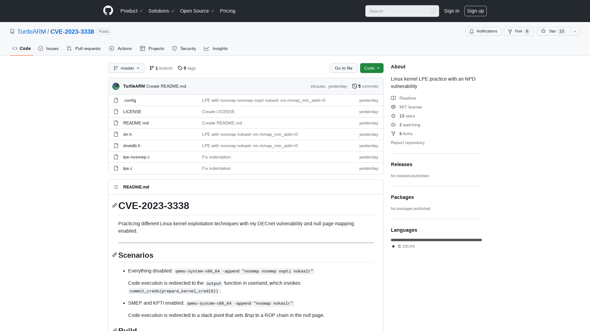 GitHub - TurtleARM/CVE-2023-3338: Linux kernel LPE practice with an NPD vulnerability