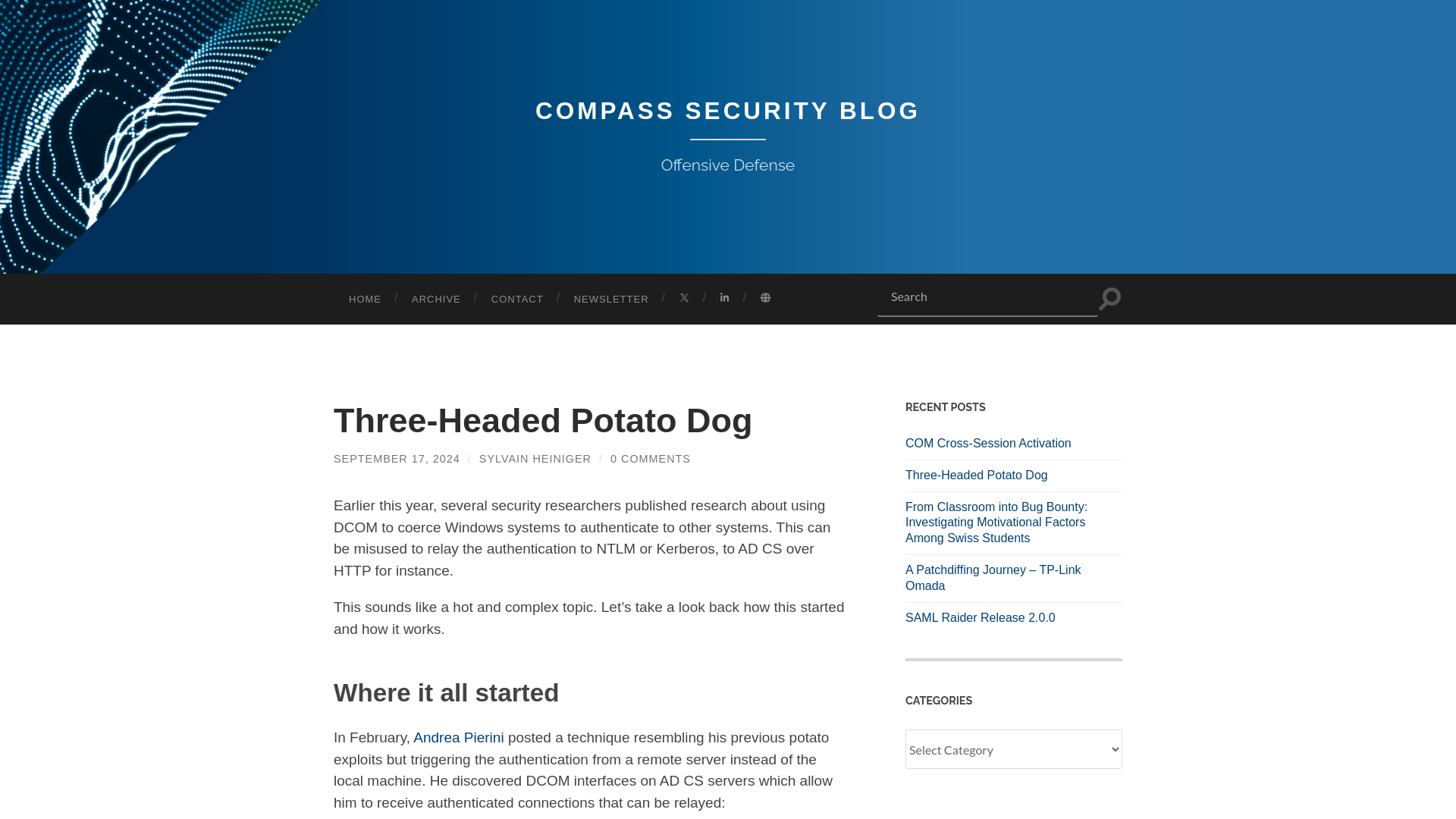 Three-Headed Potato Dog – Compass Security Blog