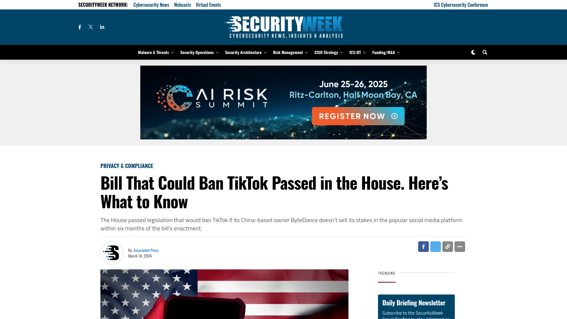 Bill That Could Ban TikTok Passed in the House. Here’s What to Know - SecurityWeek