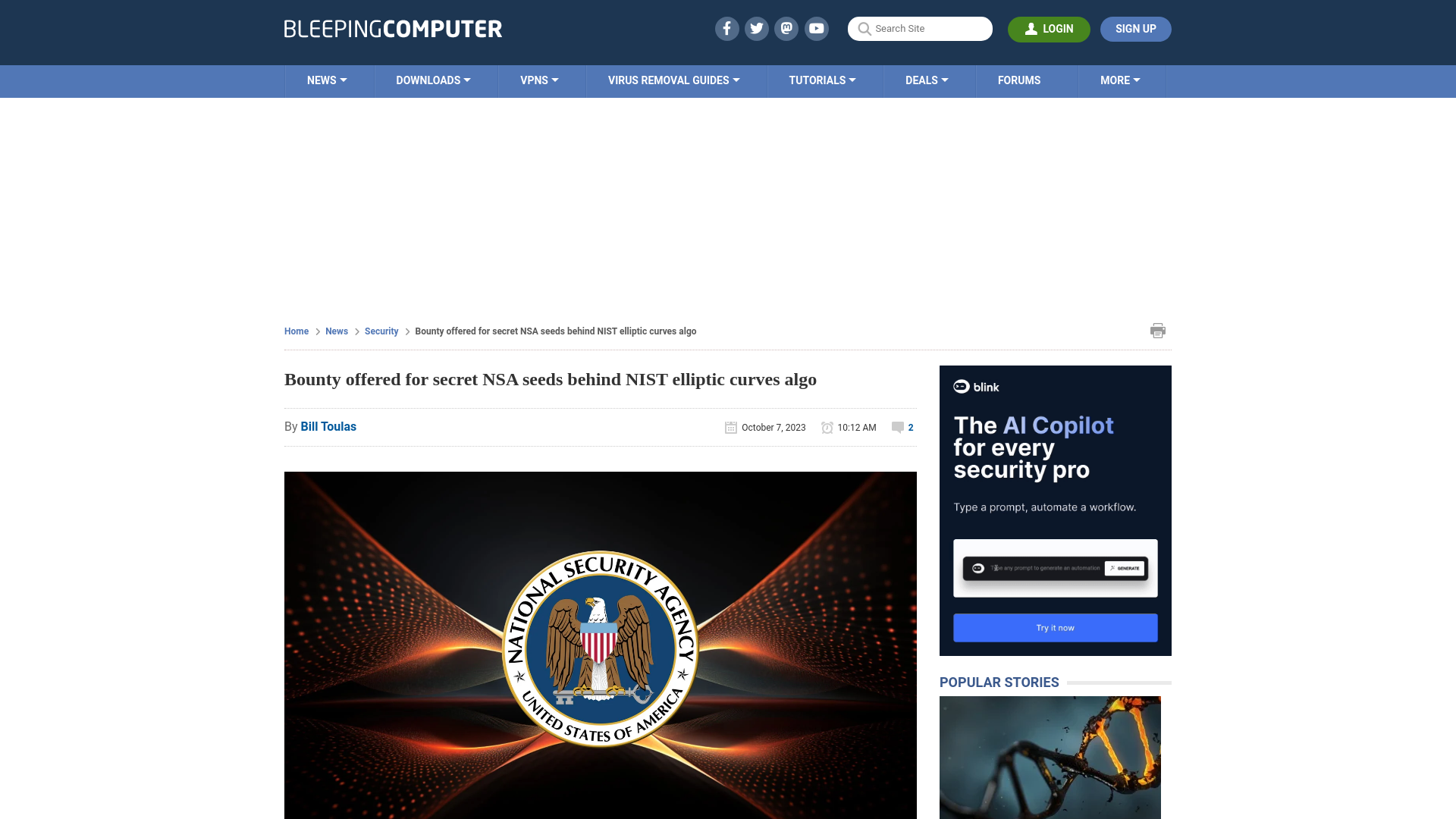 Bounty offered for secret NSA seeds behind NIST elliptic curves algo