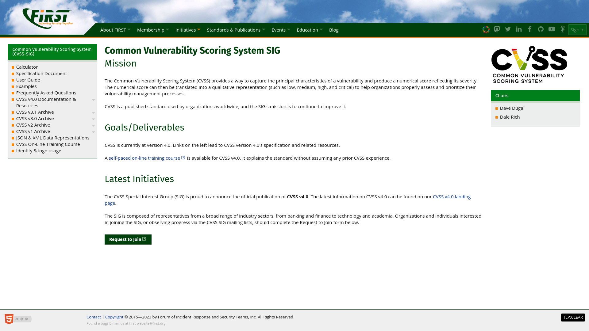 Common Vulnerability Scoring System SIG