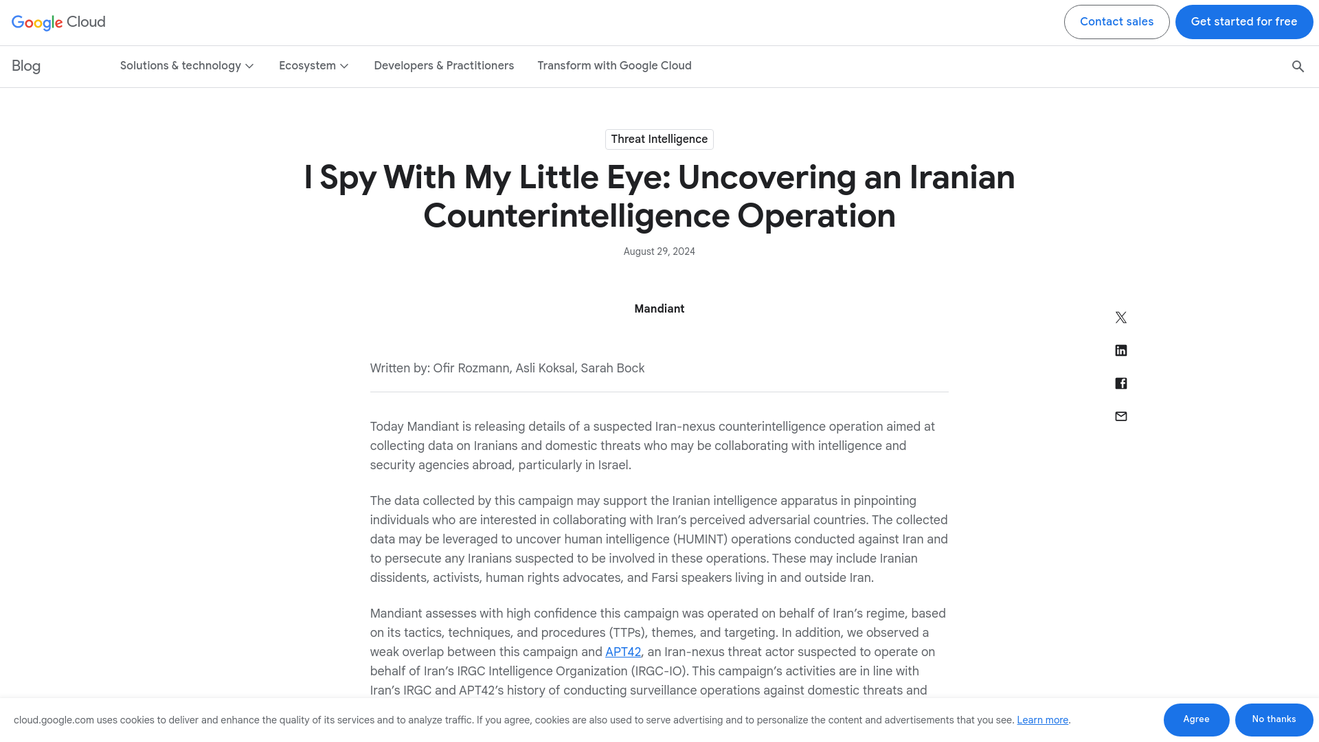 I Spy With My Little Eye: Uncovering an Iranian Counterintelligence Operation | Google Cloud Blog