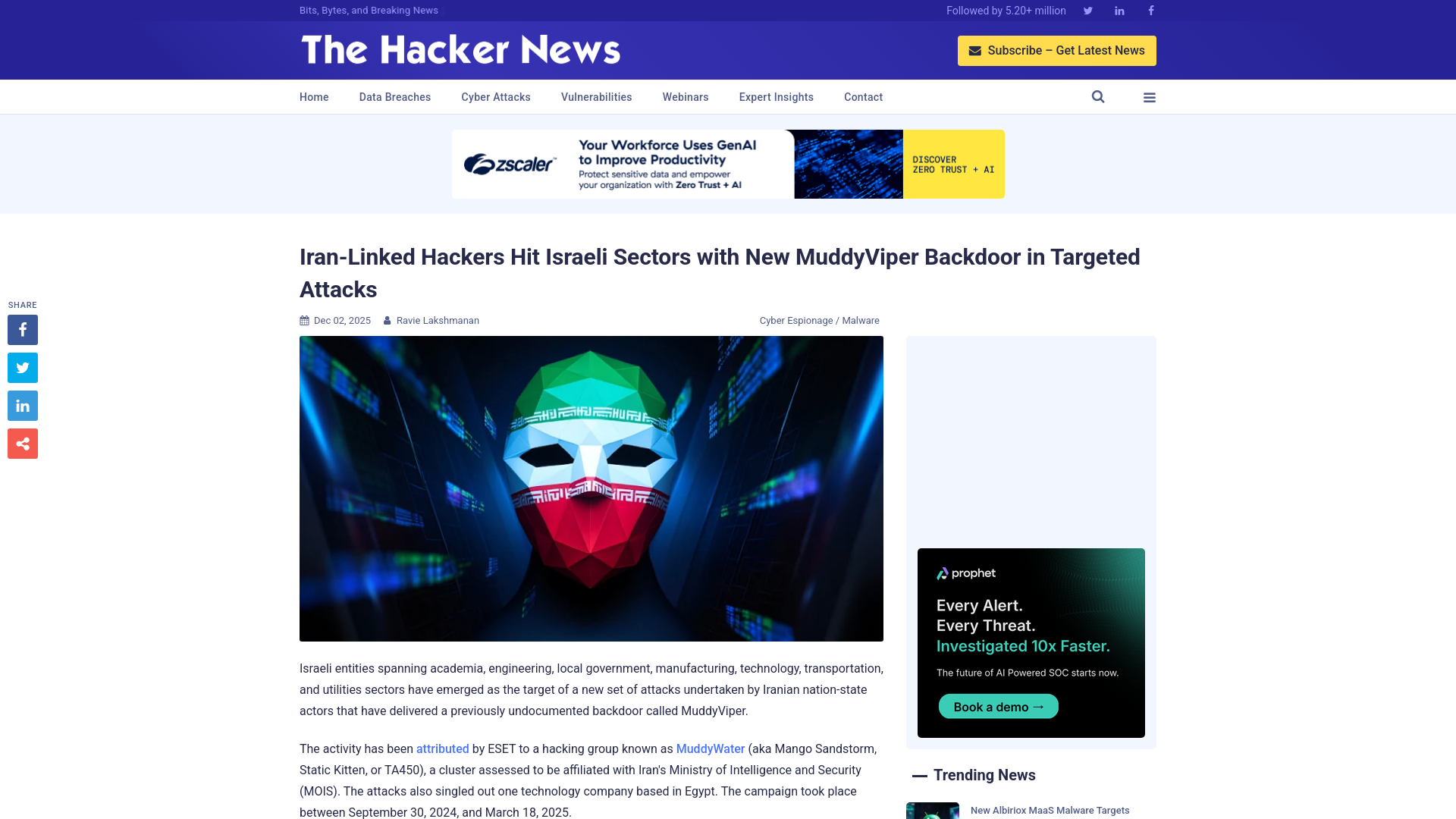 Iran-Linked Hackers Hit Israeli Sectors with New MuddyViper Backdoor in Targeted Attacks