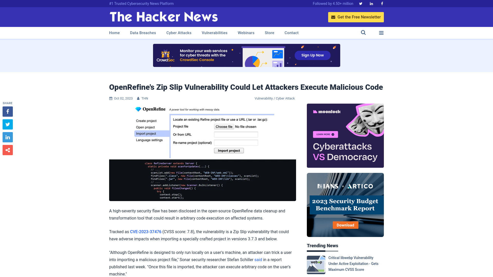 OpenRefine's Zip Slip Vulnerability Could Let Attackers Execute Malicious Code